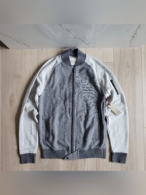 Banana Republic Bomber Jacket Mens M Tall Gray Heritage Collection